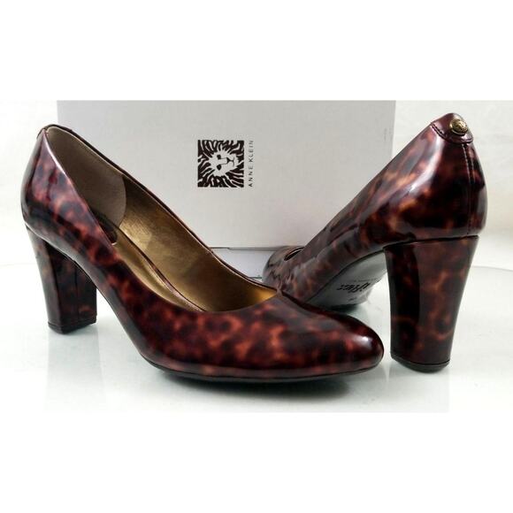 AK Anne Klein Iflex RAVA Pumps Heels Brown Multi Patent Size 7.5 New / Display - Picture 1 of 9